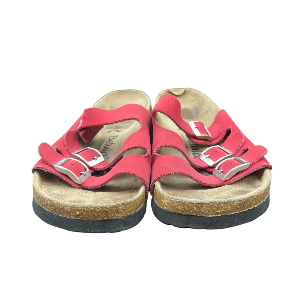 Birkenstock Betula Red 3 Strap Cork Sandals 7 Adjustable Straps Boho - Picture 2 of 8